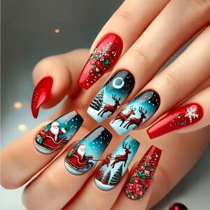 Santa Reindeer Nails NWT